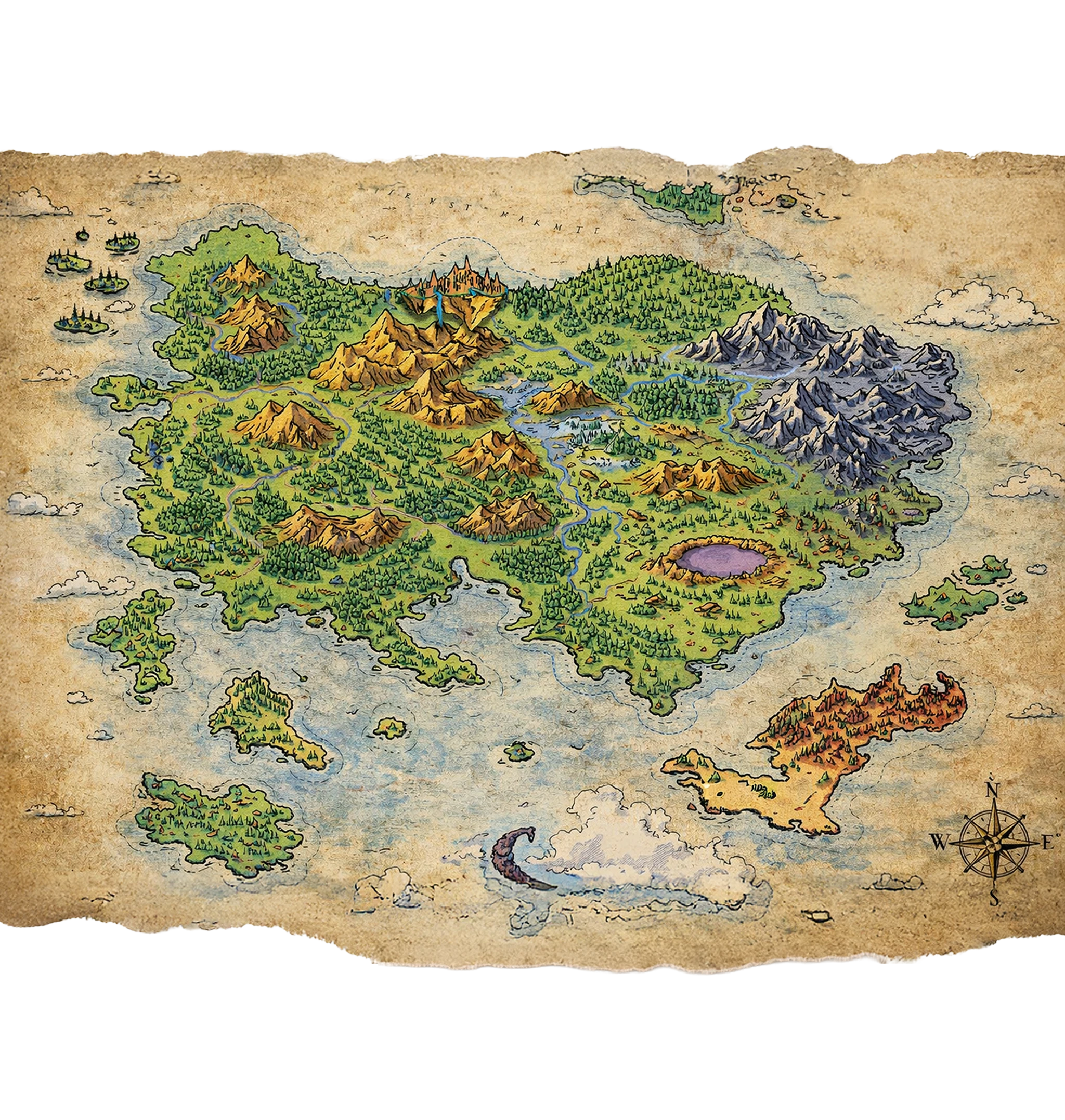 Pre-Shattering map of Aer’yndor, before the Divine Realms entered the world